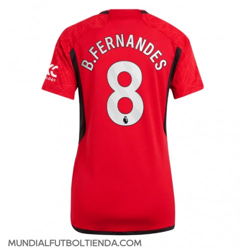 Camiseta Manchester United Bruno Fernandes #8 Primera Equipación Replica 2023-24 para mujer mangas cortas